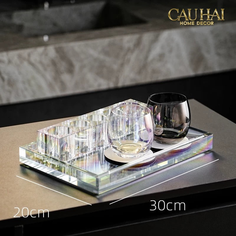 Set Nhà Tắm Pha Lê Pure Cristalleries Cannage Facetté Bathroom Vanity Sets Lọ Bàn Chải 5 Slots-CẬU HAI HOME DECOR