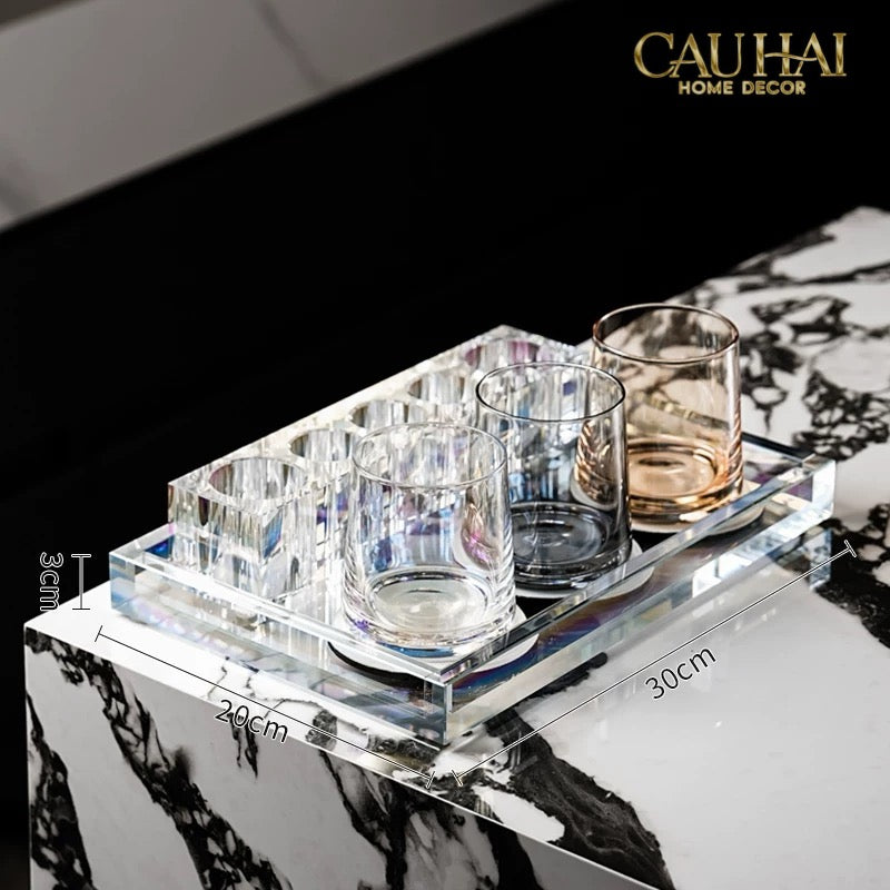 Set Nhà Tắm Pha Lê Pure Cristalleries Cannage Facetté Bathroom Vanity Sets Lọ Bàn Chải 5 Slots-CẬU HAI HOME DECOR
