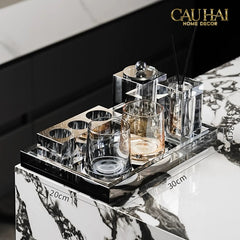 Set Nhà Tắm Pha Lê Pure Cristalleries Cannage Facetté Bathroom Vanity Sets Lọ Bàn Chải 5 Slots-CẬU HAI HOME DECOR
