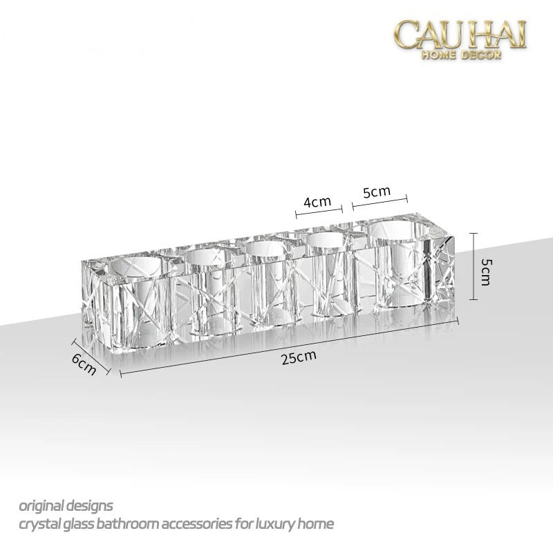 Set Nhà Tắm Pha Lê Pure Cristalleries Cannage Facetté Bathroom Vanity Sets Lọ Bàn Chải 5 Slots-CẬU HAI HOME DECOR