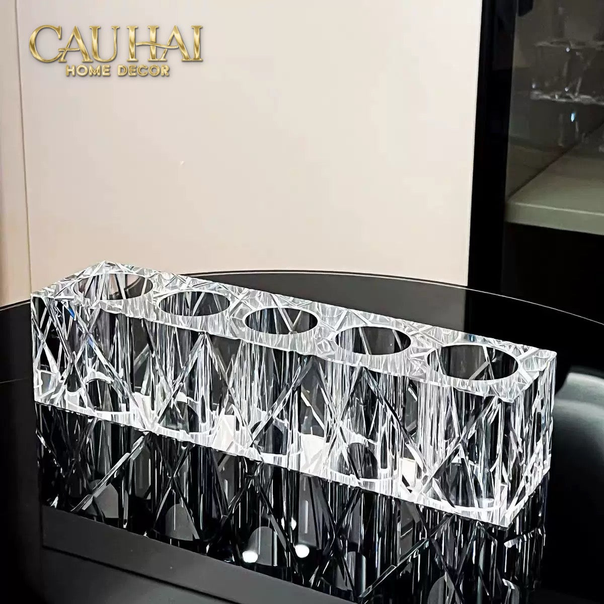 Set Nhà Tắm Pha Lê Pure Cristalleries Cannage Facetté Bathroom Vanity Sets Lọ Bàn Chải 5 Slots-CẬU HAI HOME DECOR