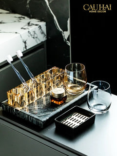 Set Nhà Tắm Pha Lê Pure Cristalleries Cannage Facetté Bathroom Vanity Sets Lọ Bàn Chải 5 Slots-CẬU HAI HOME DECOR
