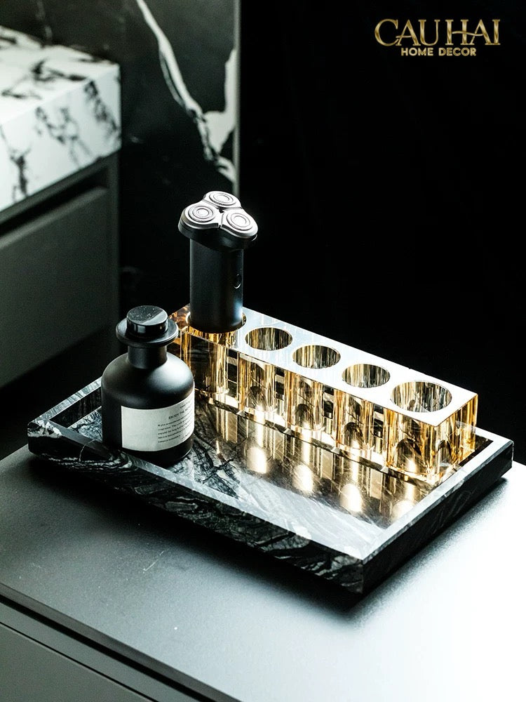 Set Nhà Tắm Pha Lê Pure Cristalleries Cannage Facetté Bathroom Vanity Sets Lọ Bàn Chải 5 Slots-CẬU HAI HOME DECOR