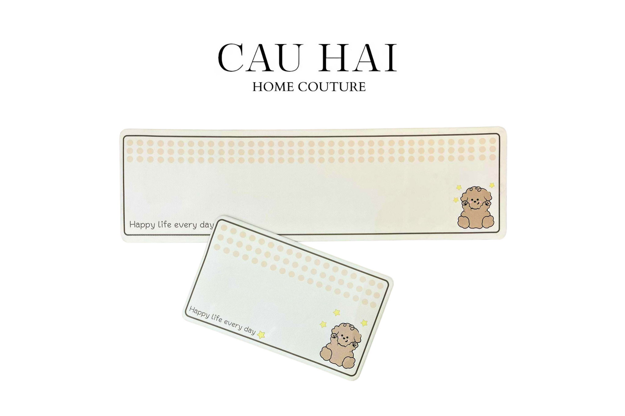 SET THẢM BẾP DA 1M5 - HAPPY PUPPY - CẬU HAI HOME DECOR