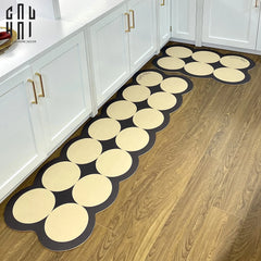 Set Thảm Bếp Da 45x75/150 Cao Cấp - Multi Dot Latte-CẬU HAI HOME DECOR