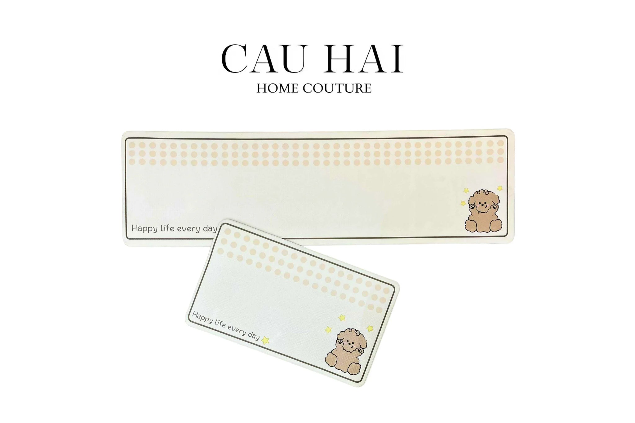 Set Thảm Bếp Da Cao Cấp - Water & Oil Repellent 45x75/150 - Happy Puppy-CẬU HAI HOME DECOR