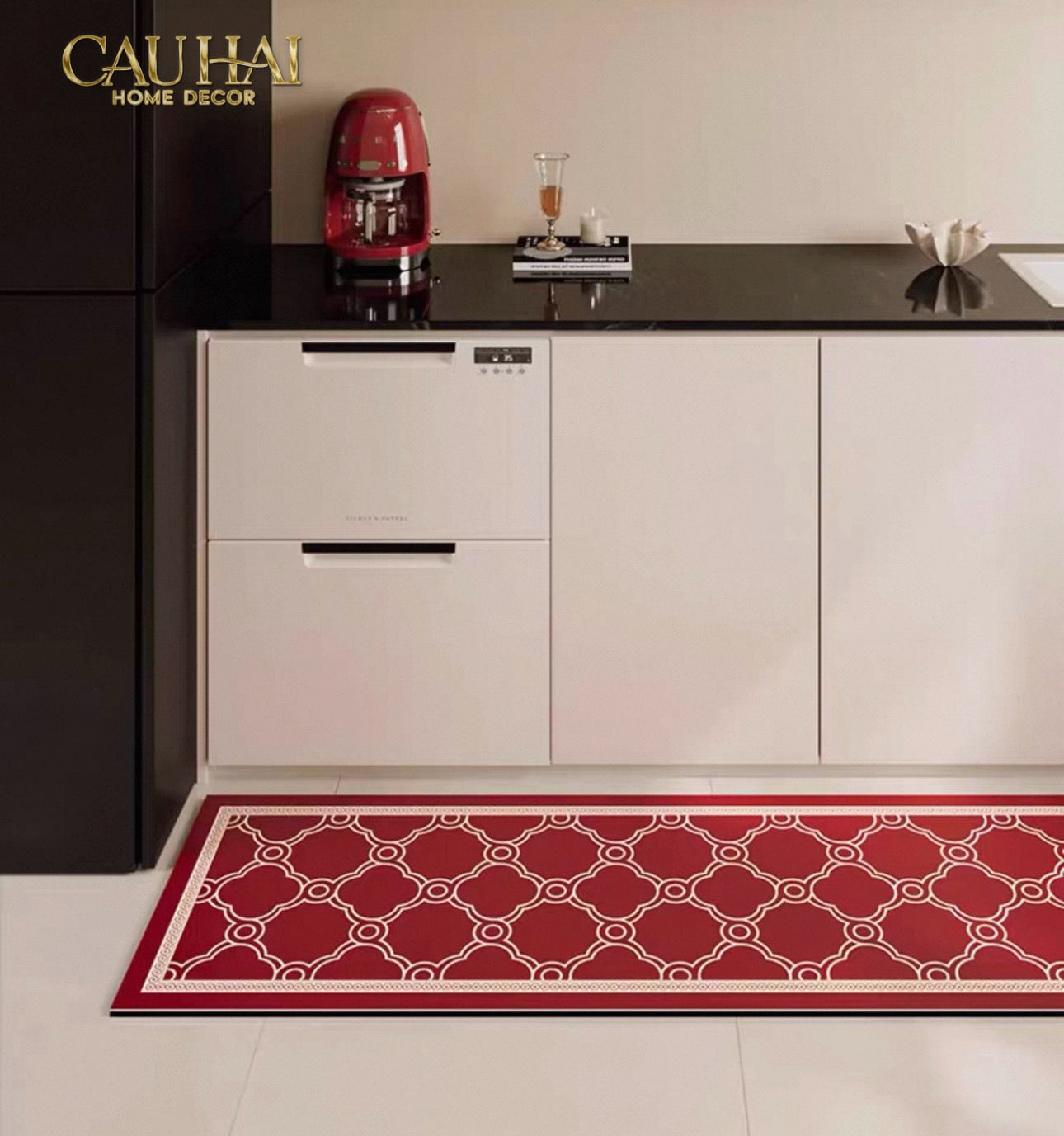 Set Thảm Bếp Micro-Nappa Gen8 45x75/150 Crimson Avalon Trellis-CẬU HAI HOME DECOR