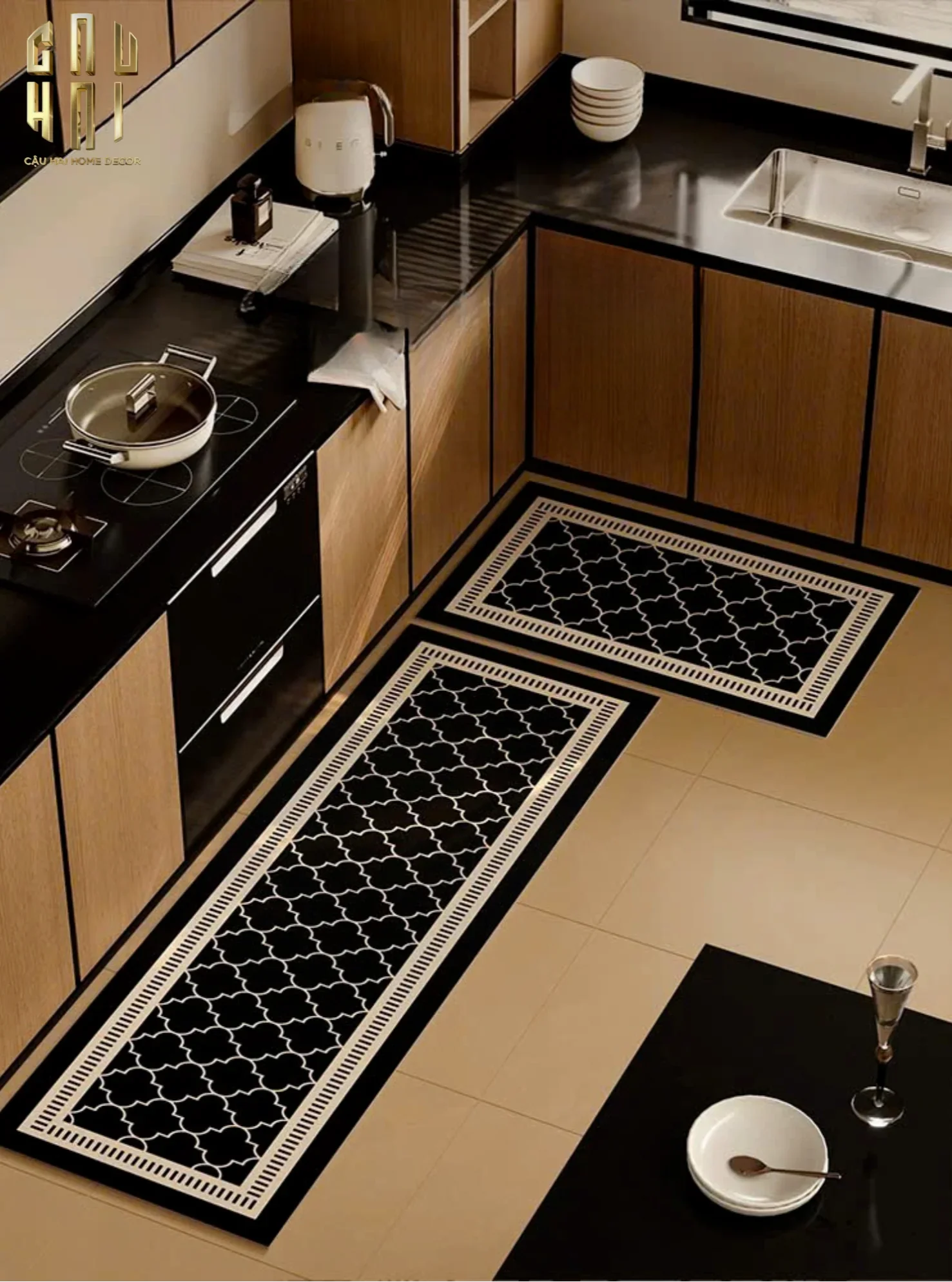 SET THẢM BẾP MICROFIBER 180 - ATHENA TRELLIS - CẬU HAI HOME DECOR