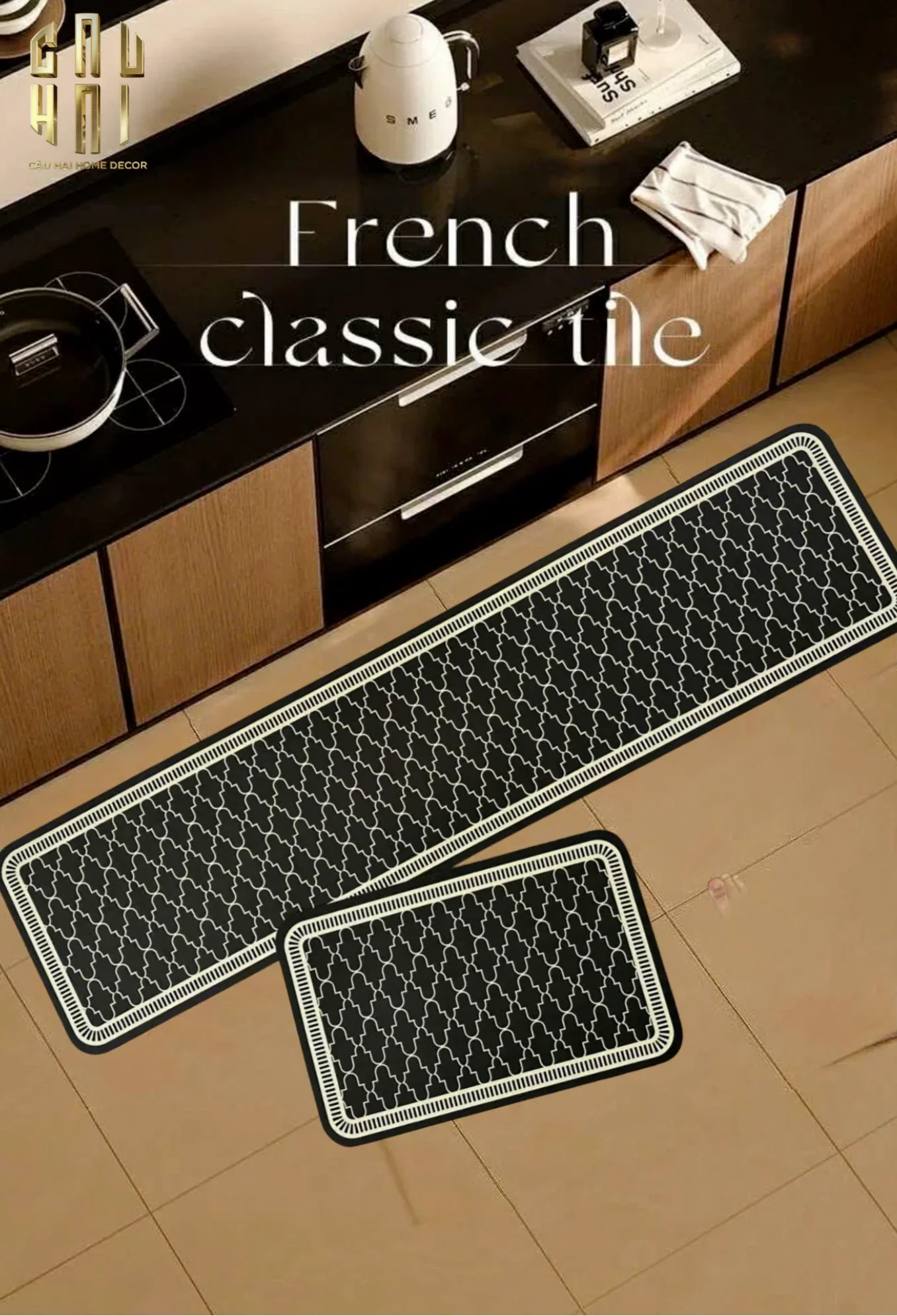 SET THẢM BẾP MICROFIBER 180 - ATHENA TRELLIS - CẬU HAI HOME DECOR