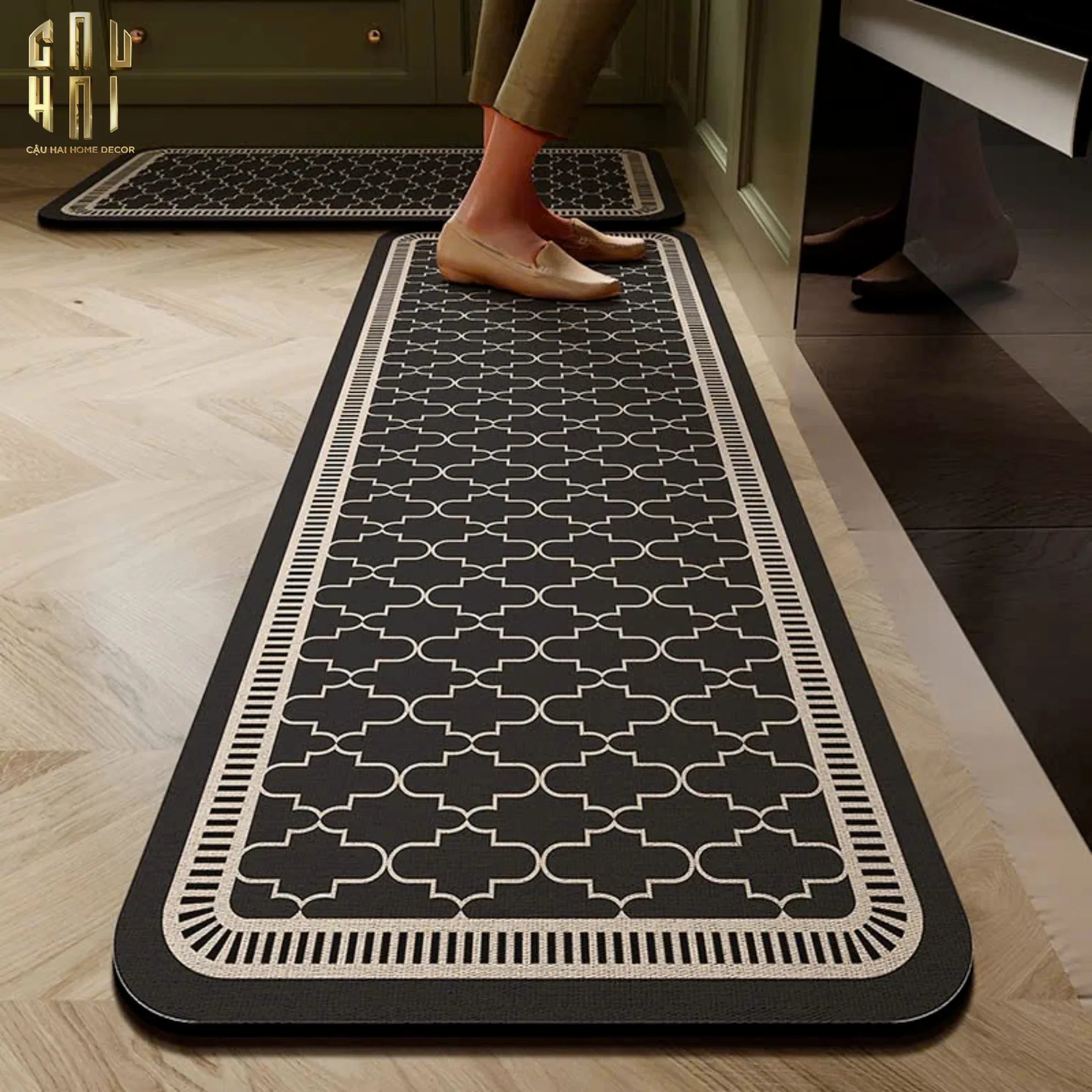 SET THẢM BẾP MICROFIBER 180 - ATHENA TRELLIS - CẬU HAI HOME DECOR