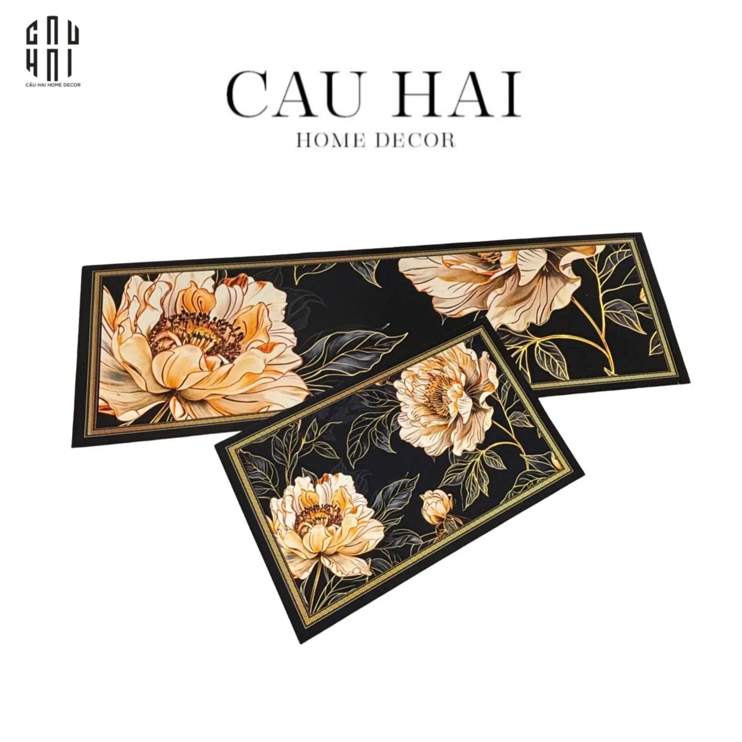 Set Thảm Bếp Microfiber 45x75/150 - Hoa Quỳnh - Queen of the Night-CẬU HAI HOME DECOR