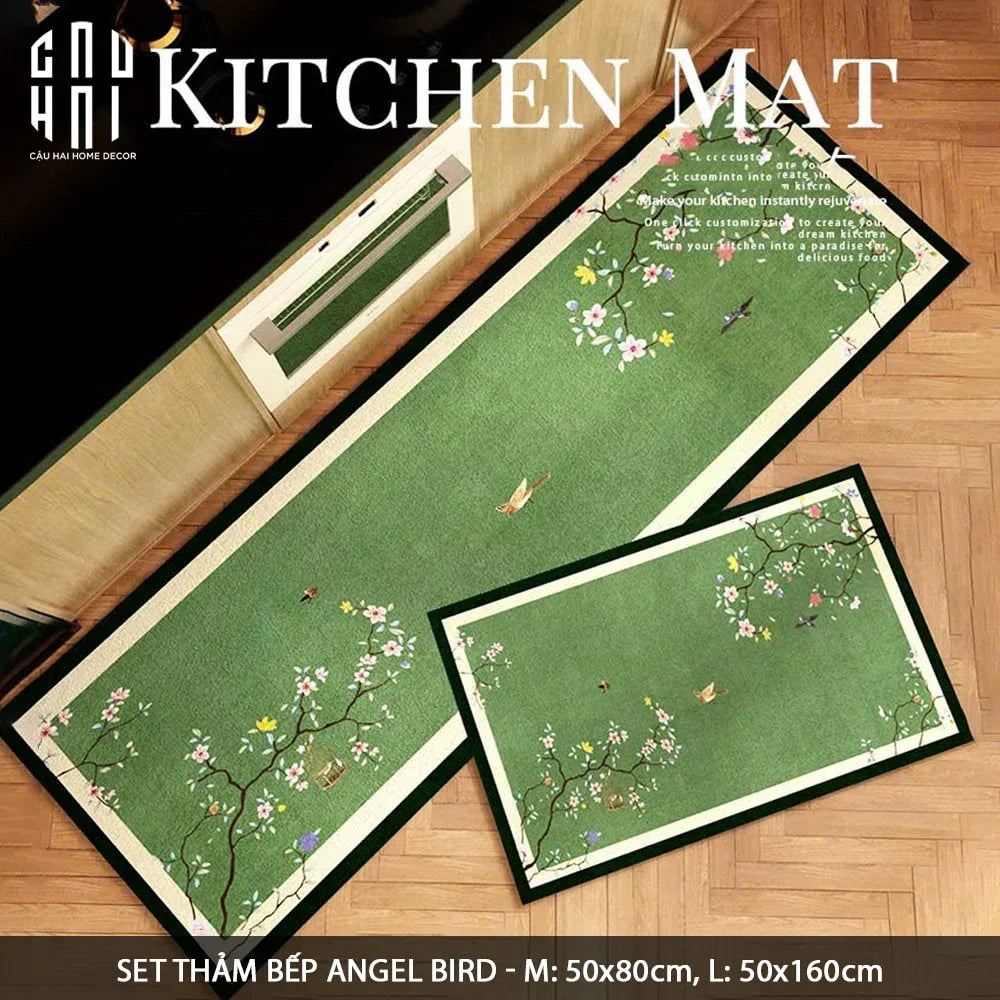 SET THẢM BẾP MICROFIBER ANGEL BIRD 1M6 - CẬU HAI HOME DECOR