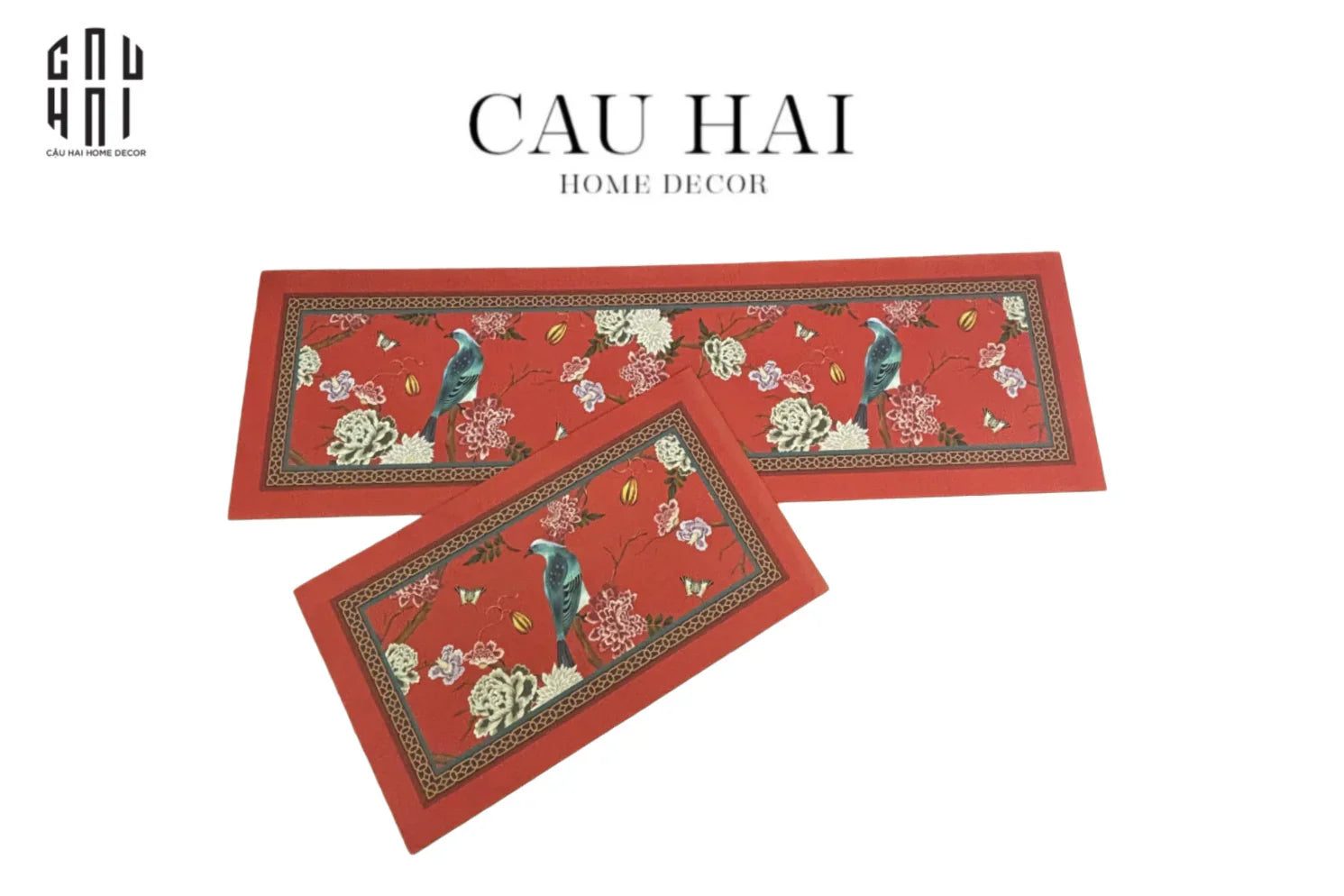 SET THẢM BẾP MICROFIBER 1M5 - QING DYNASTY CRIMSON LEGACY - CẬU HAI HOME DECOR