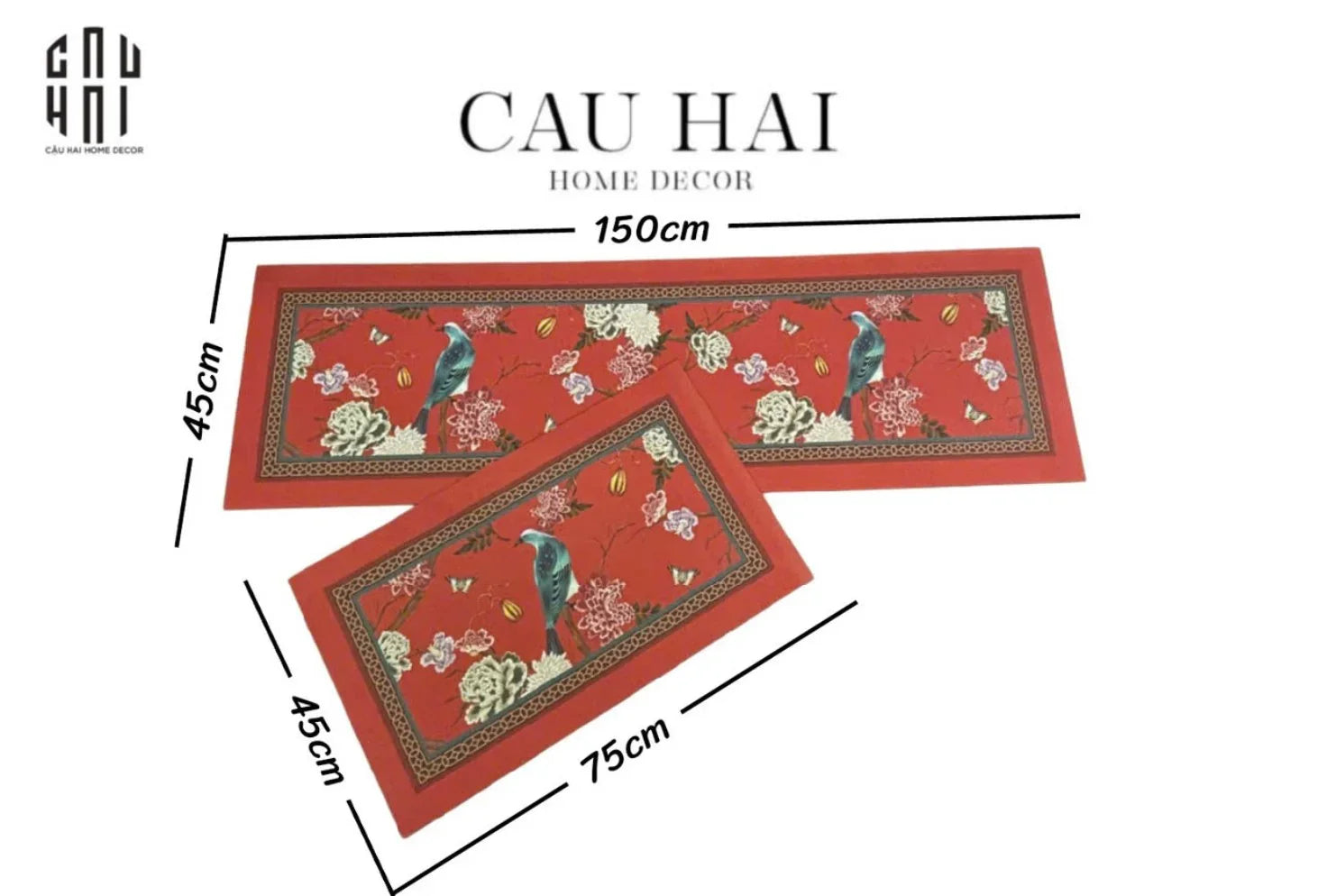 SET THẢM BẾP MICROFIBER 1M5 - QING DYNASTY CRIMSON LEGACY - CẬU HAI HOME DECOR