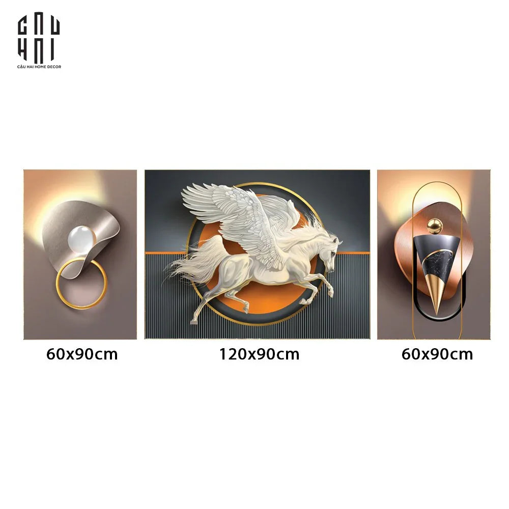 SET TRANH CANVAS ROYAL FLYING HORSE LUXURY - CẬU HAI HOME DECOR