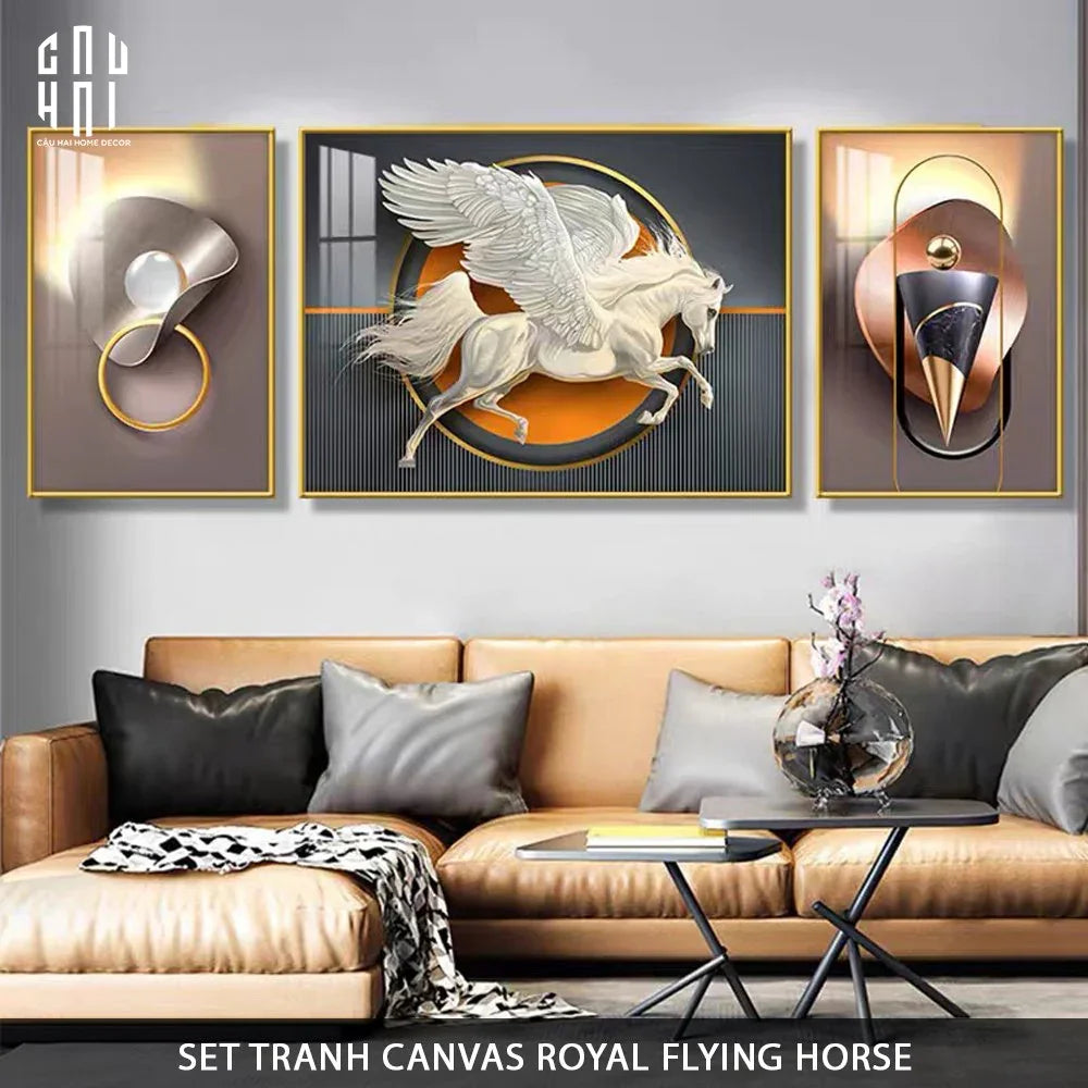 SET TRANH CANVAS ROYAL FLYING HORSE LUXURY - CẬU HAI HOME DECOR