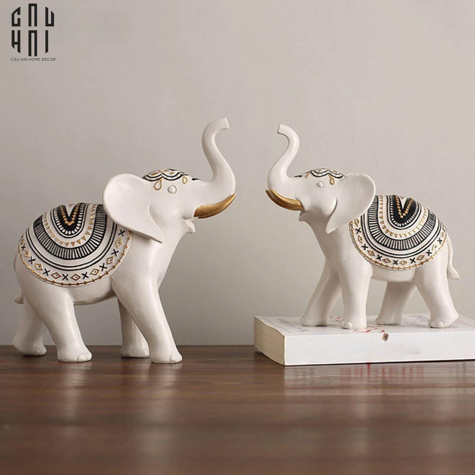 SET TƯỢNG BẠCH TƯỢNG HOÀNG GIA - WHITE ELEPHANT ATELIER-CẬU HAI HOME DECOR
