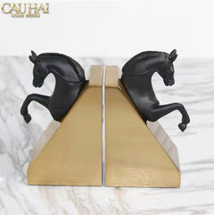 Set Tượng Chặn Sách Đá Marble Trojan Troy Horse Bookend 20x10x15-CẬU HAI HOME DECOR