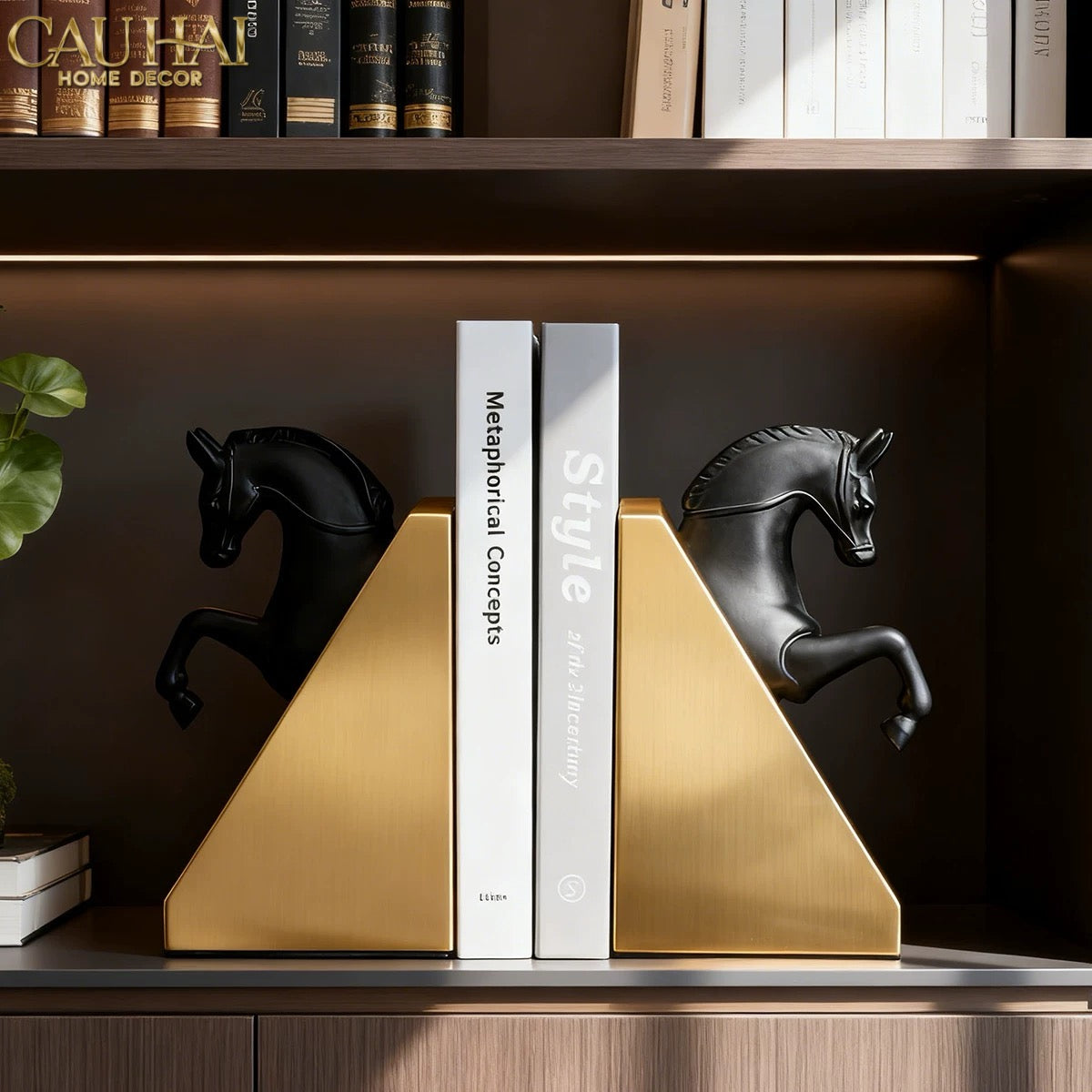 Set Tượng Chặn Sách Đá Marble Trojan Troy Horse Bookend 20x10x15-CẬU HAI HOME DECOR