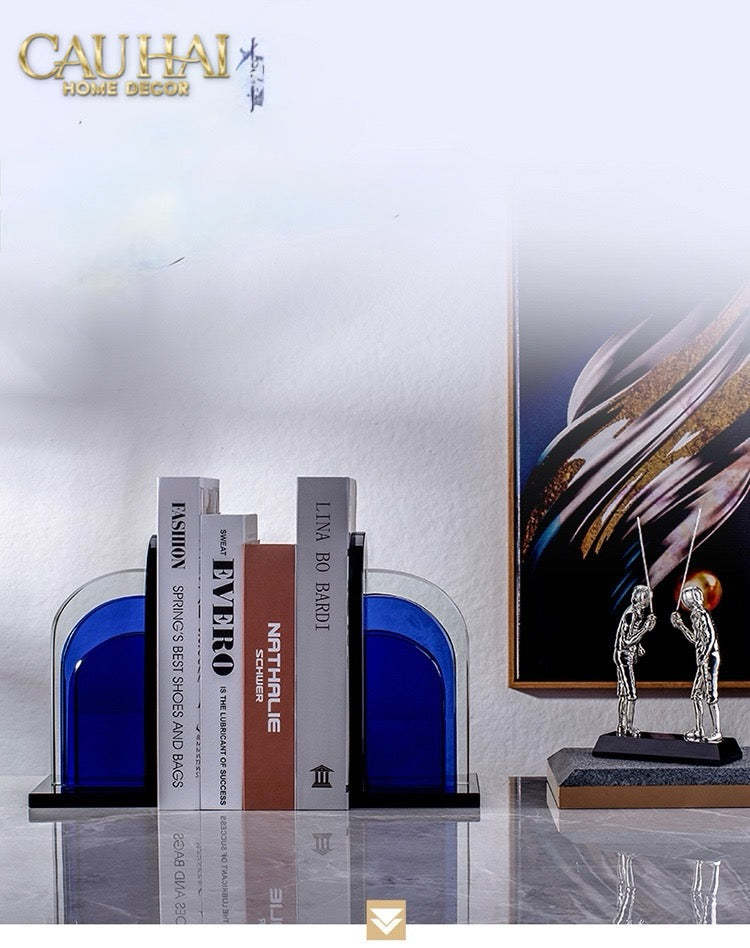 Set Tượng Chặn Sách Pha Lê Cristalleries Blue Gates Bookend 22x11x12-CẬU HAI HOME DECOR