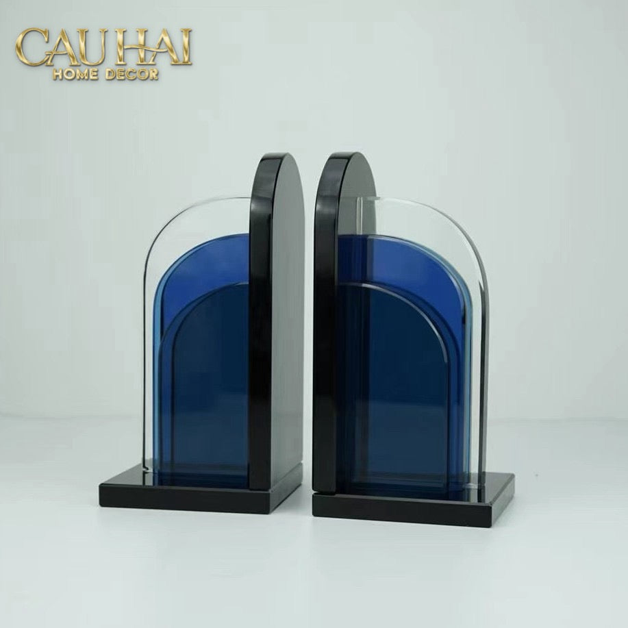 Set Tượng Chặn Sách Pha Lê Cristalleries Blue Gates Bookend 22x11x12-CẬU HAI HOME DECOR