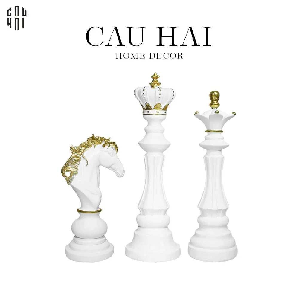 SET 3 TƯỢNG CỜ VUA MAJESTIC CHESSBOARD BLANC - CẬU HAI HOME DECOR