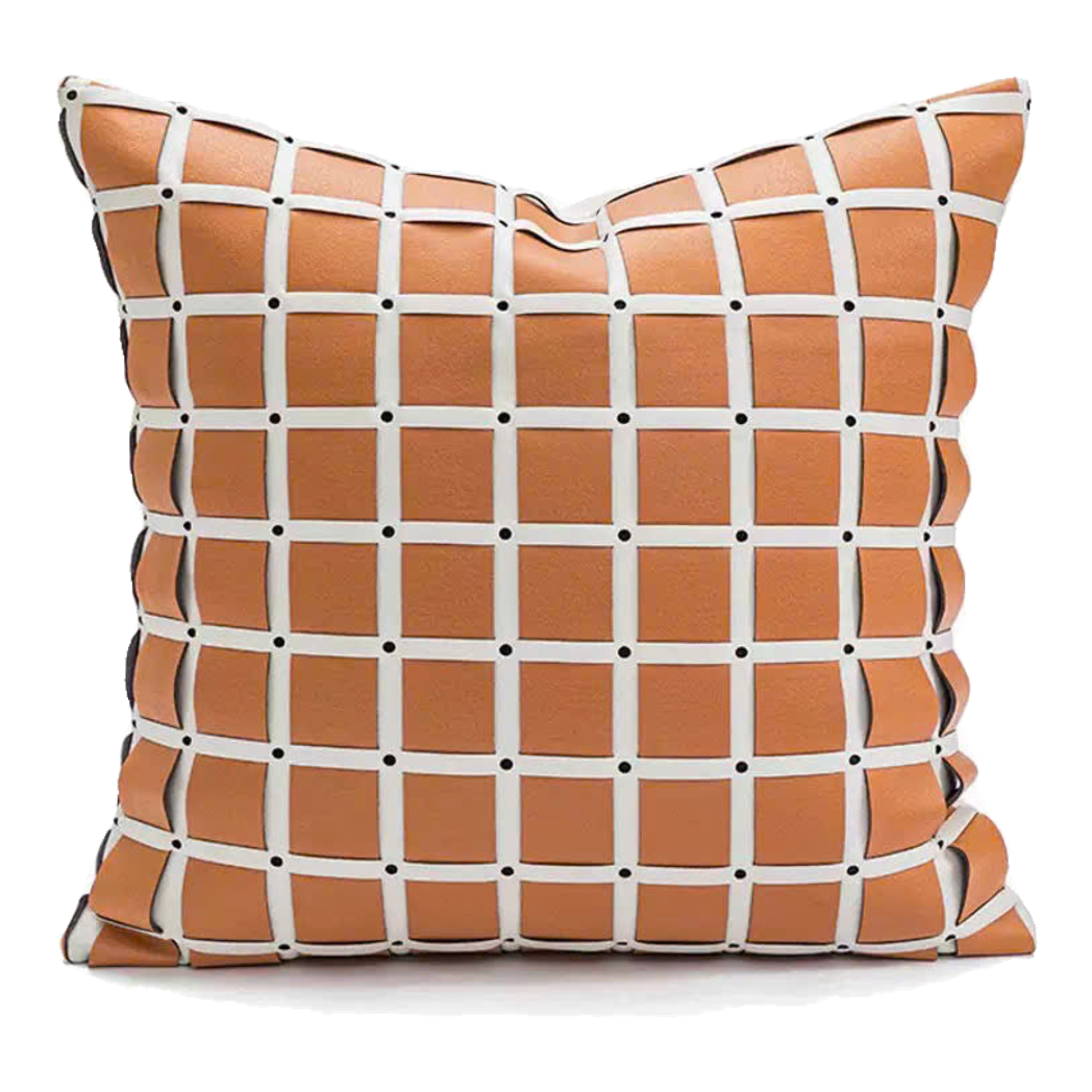 Vỏ Gối Équestre Stud Grid Camel 45x45-Vỏ Gối Trang Trí-CẬU HAI HOME DECOR-CẬU HAI HOME DECOR
