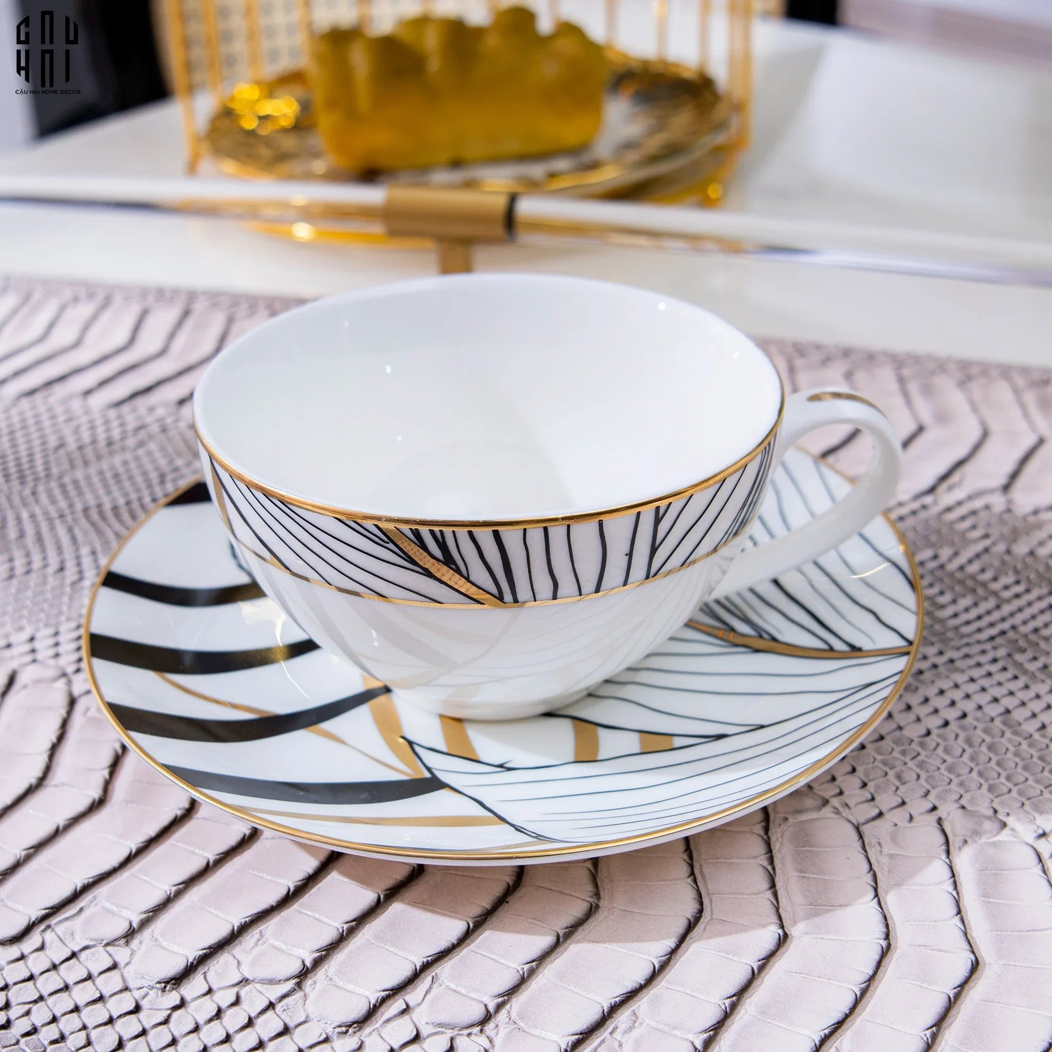 TÁCH TRÀ GOLDEN LEAF [HL] - CẬU HAI HOME DECOR