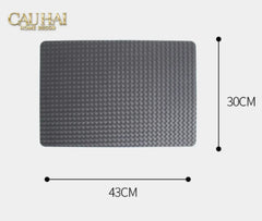 Tấm Lót Bàn Ăn Da Đan Bản Màu Đỏ Mận - Rouge Matte Intrecciato Leather Placemat 30x43 - Đỏ Mận-CẬU HAI HOME DECOR
