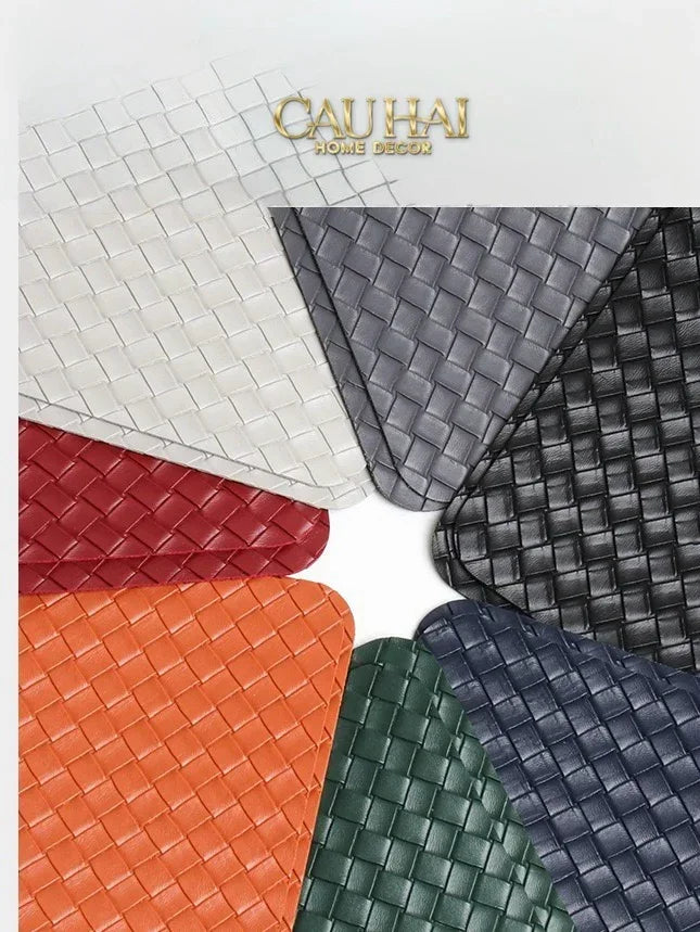 Tấm Lót Bàn Ăn Da Đan Bản Màu Cam - Signature Sienna Intrecciato Leather Placemat 30x43 - Da Cam-TẤM LÓT BÀN ĂN-CẬU HAI HOME DECOR-CẬU HAI HOME DECOR