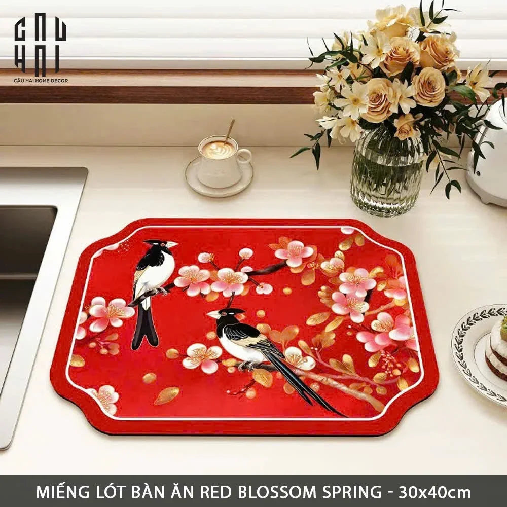 Tấm Lót Microfiber Red Blossom Spring 30X40Cm-TẤM LÓT BÀN ĂN-Đối tác tại Trung Quốc theo từng đơn đặt hàng-CẬU HAI HOME DECOR