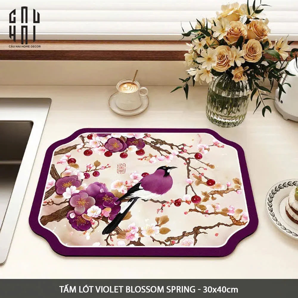 Tấm Lót Microfiber Violet Blossom Spring 30X40Cm-CẬU HAI HOME DECOR