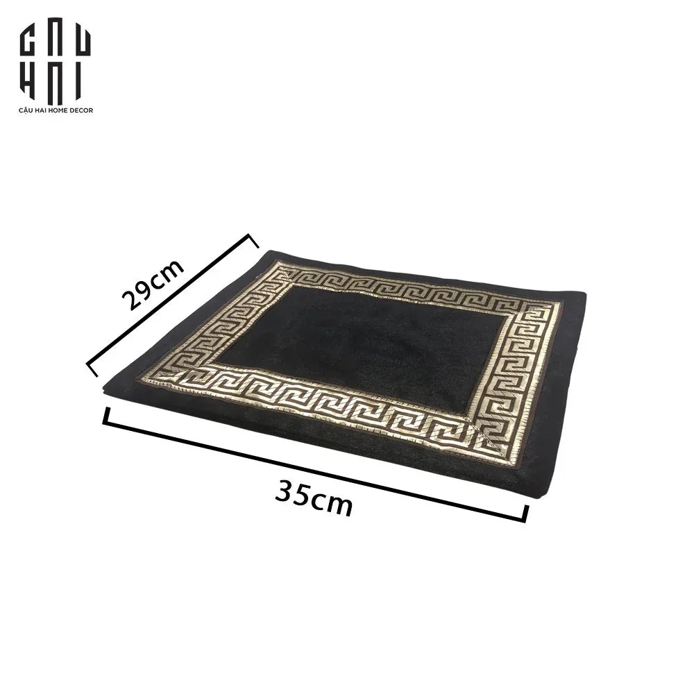 Tấm Lót Nhung Crochet - Velvet Placemat Crochet Noir-TẤM LÓT BÀN ĂN-Đối tác tại Trung Quốc theo từng đơn đặt hàng-CẬU HAI HOME DECOR