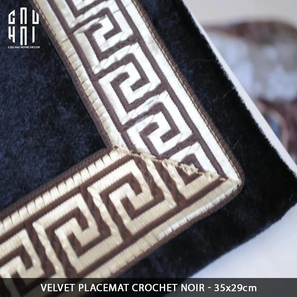 Tấm Lót Nhung Crochet - Velvet Placemat Crochet Noir-TẤM LÓT BÀN ĂN-Đối tác tại Trung Quốc theo từng đơn đặt hàng-CẬU HAI HOME DECOR