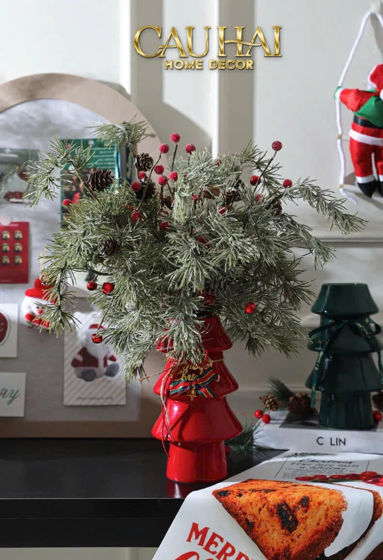 Tết Couture - Bình Hoa Christmas Mistletoe Pine Tree Vase Up-BÌNH HOA-Đối tác tại Trung Quốc theo từng đơn đặt hàng-CẬU HAI HOME DECOR