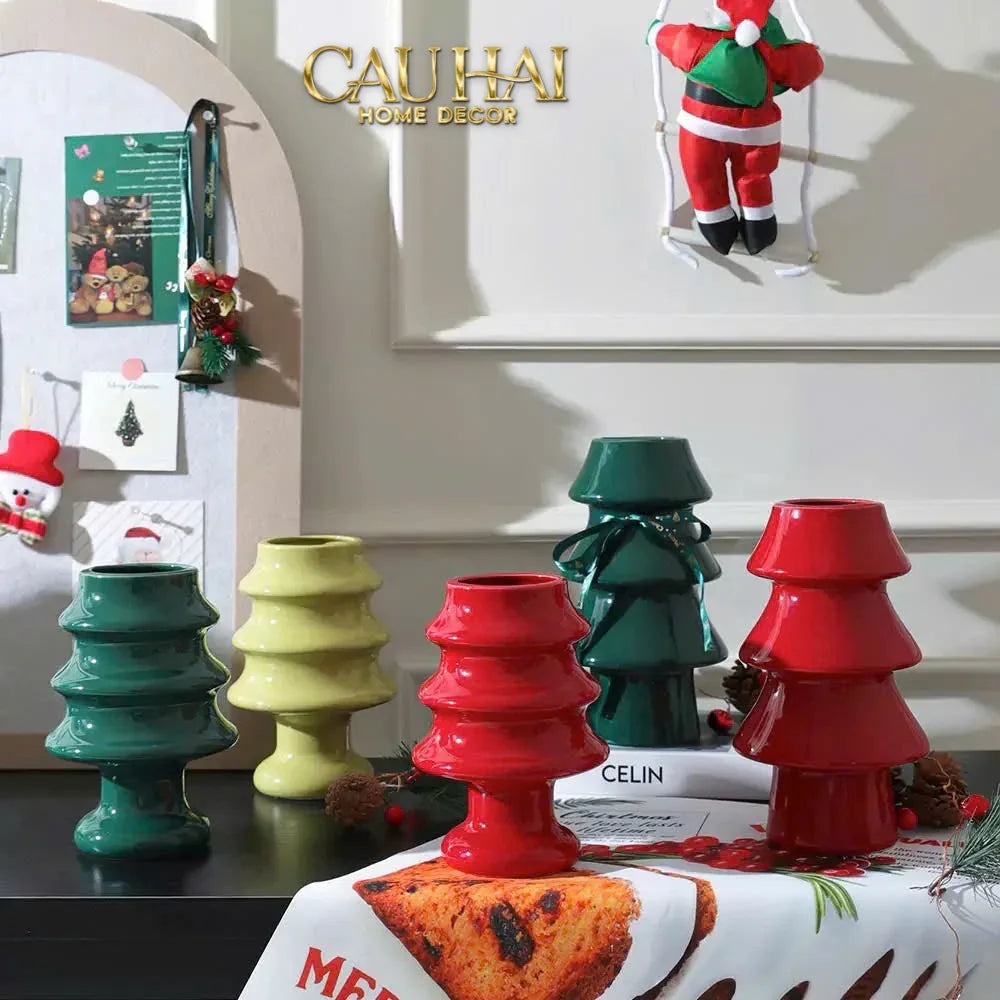 Tết Couture - Bình Hoa Christmas Mistletoe Pine Tree Vase Up-BÌNH HOA-Đối tác tại Trung Quốc theo từng đơn đặt hàng-CẬU HAI HOME DECOR