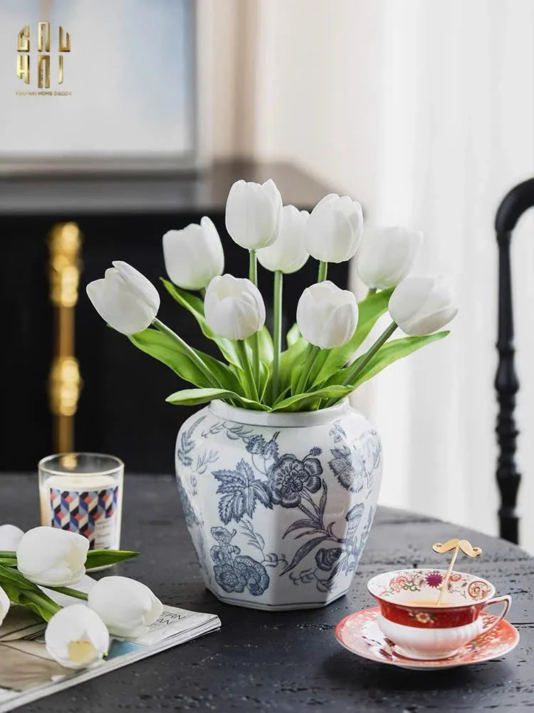 "Tết" Couture - Bình Hoa Sứ Tráng Men Indochine Flora 11.5x29.5-BÌNH HOA-Đối tác tại Trung Quốc theo từng đơn đặt hàng-CẬU HAI HOME DECOR