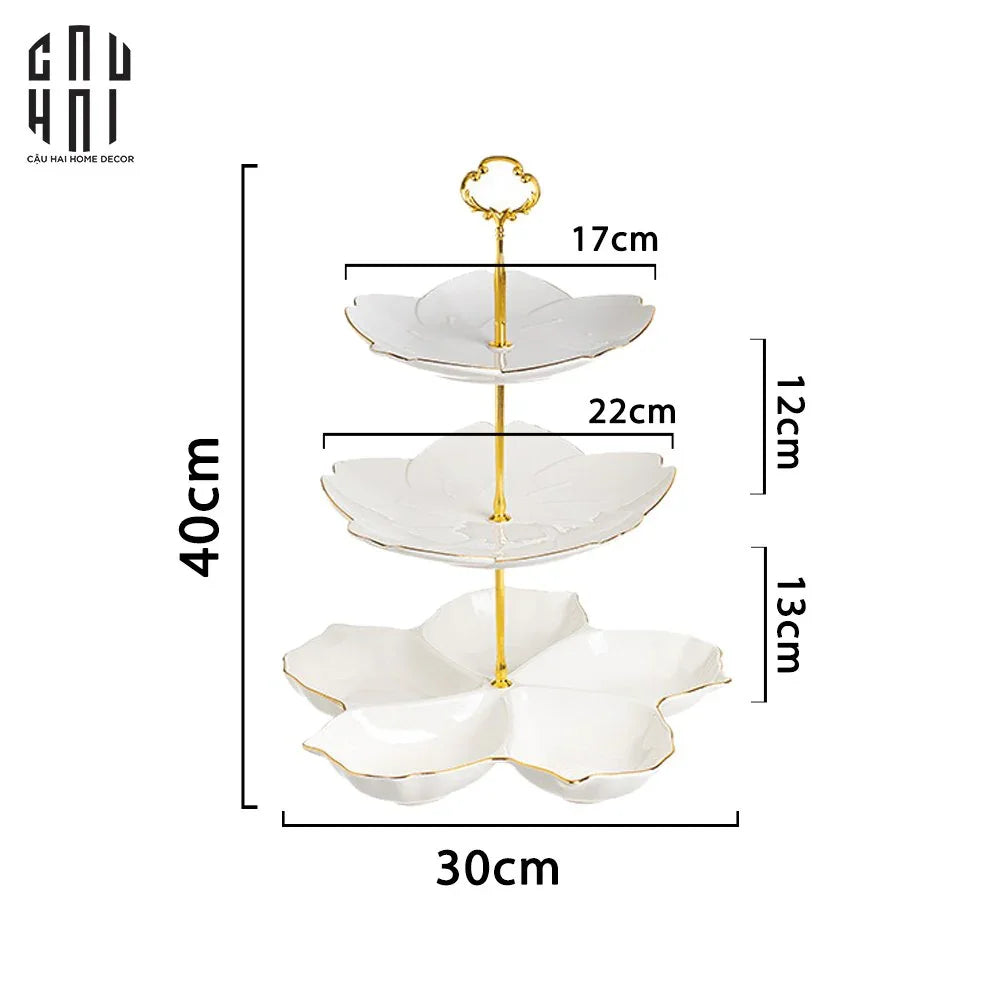 Tết Couture - Đĩa Bánh 3 Tầng Jasmine Étagère Trois Niveaux-CẬU HAI HOME DECOR
