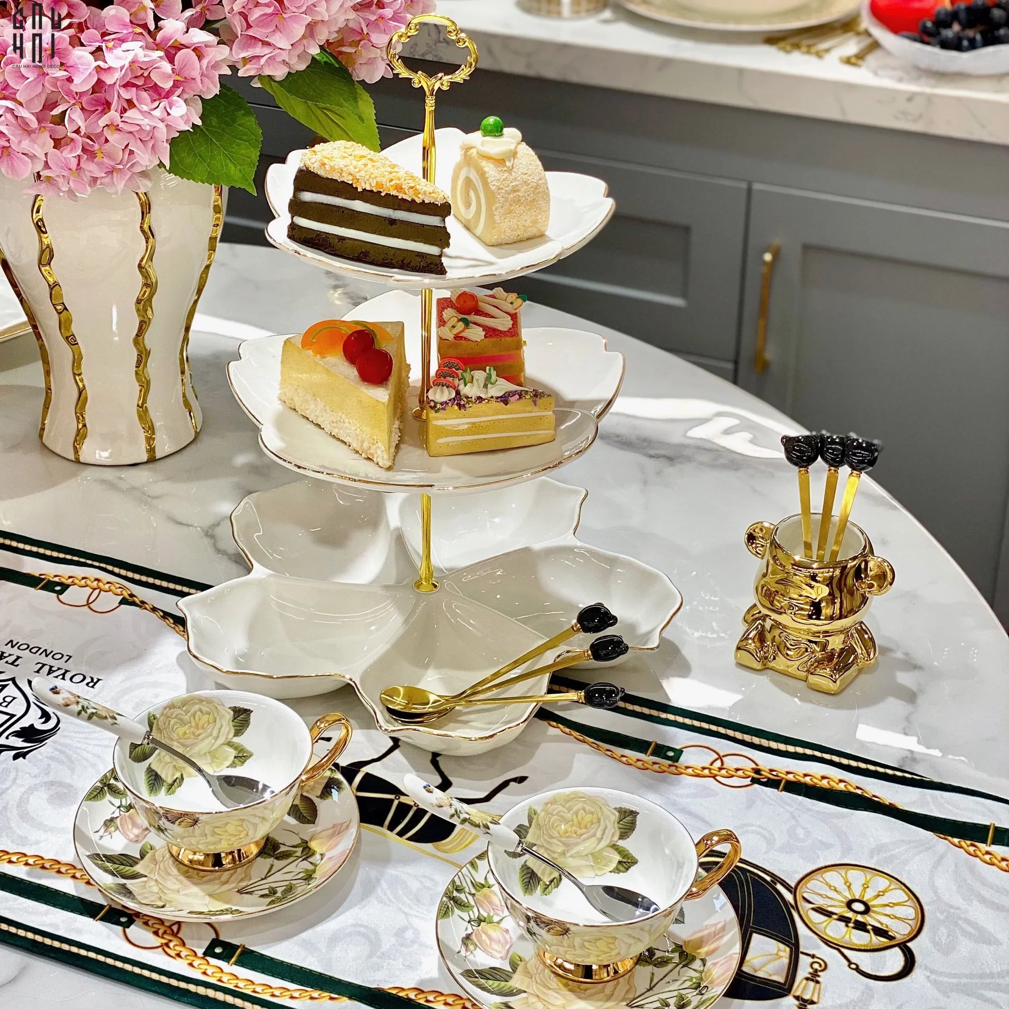 Tết Couture - Đĩa Bánh 3 Tầng Jasmine Étagère Trois Niveaux-CẬU HAI HOME DECOR
