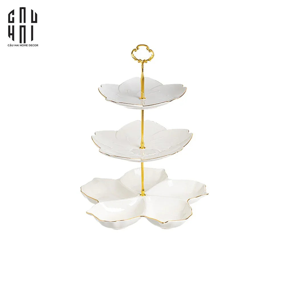 Tết Couture - Đĩa Bánh 3 Tầng Jasmine Étagère Trois Niveaux-CẬU HAI HOME DECOR