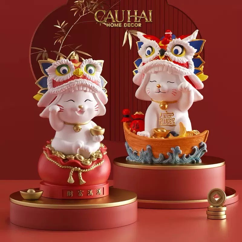 Tết Couture - Gift Set Tượng Mèo Kim Lân Song Hỷ - Vượng Tài - CẬU HAI HOME DECOR