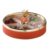 Maison Couture - Hộp Bánh Mứt Bản Da Cam 6 Ngăn - Thiên Nga Pha Lê Critalleries Swan 33.5x20x9-Lọ kẹo Canister Bonbonnière-CẬU HAI HOME DECOR-CẬU HAI HOME DECOR