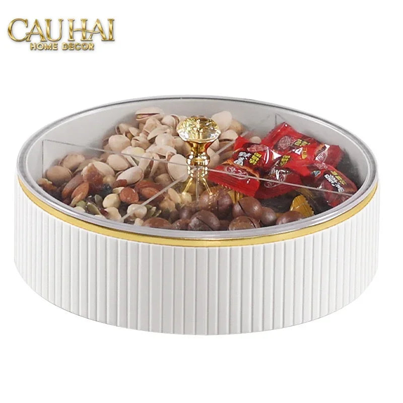 Tết Couture - Hộp Bánh Mứt Da 2 Tầng Lux Leather L’Or Antler - Ivoire / Sienna-CẬU HAI HOME DECOR