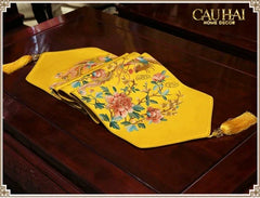 Tết Couture - Khăn Trải Bàn Kim Loan Tường Hoà 2m1x33 Luxury Embroidered Silk Table Runner-CẬU HAI HOME DECOR