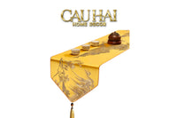 Tết Couture - Khăn Trải Bàn Lụa Thêu Kim Sơn Thuỷ Đồ 2m7 & 3m Table Runner-CẬU HAI HOME DECOR
