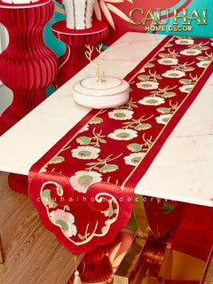 Tết Couture - Khăn Trải Bàn Phú Quý Mẫu Đơn 2m4-CẬU HAI HOME DECOR