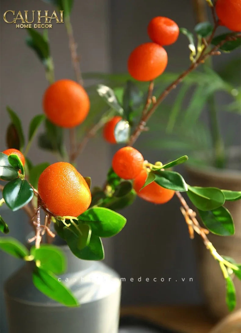 Tết Couture - Set 2 Cành Quả Quýt Tangerines Ember/Amber-CẬU HAI HOME DECOR