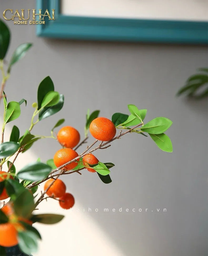 Tết Couture - Set 2 Cành Quả Quýt Tangerines Ember/Amber-CẬU HAI HOME DECOR