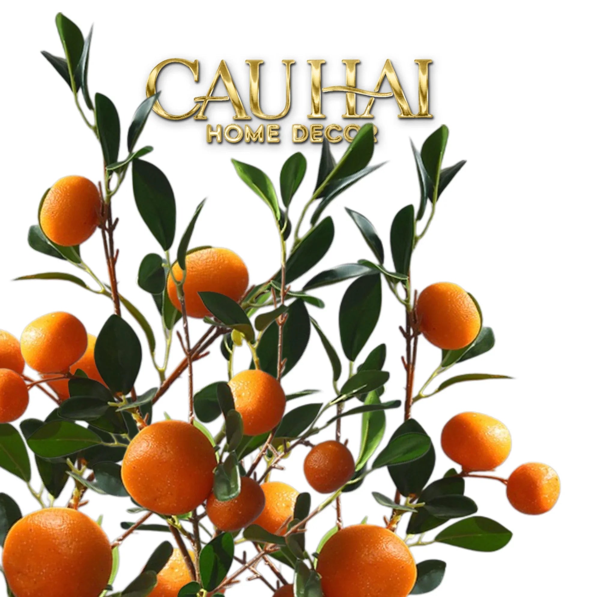 Tết Couture - Set 2 Cành Quả Quýt Tangerines Ember/Amber-CẬU HAI HOME DECOR