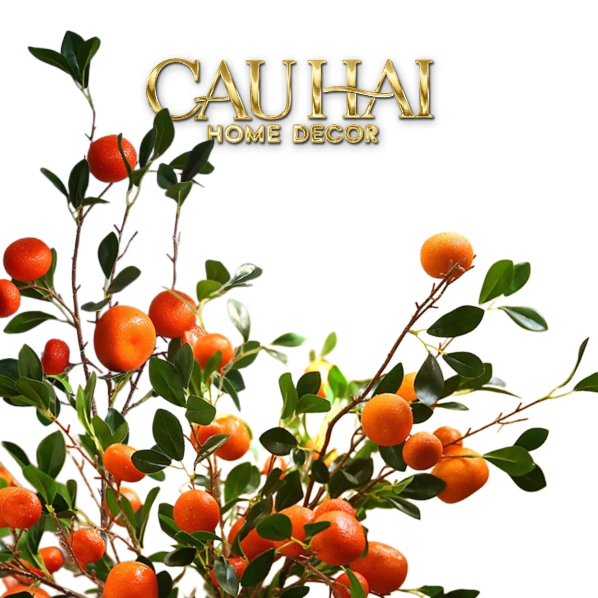 Tết Couture - Set 2 Cành Quả Quýt Tangerines Ember/Amber-CẬU HAI HOME DECOR